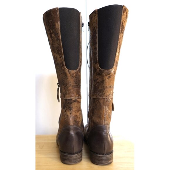 Portofino Adeline brown tall boots in brown and tan painted leather - Picture 6 of 10